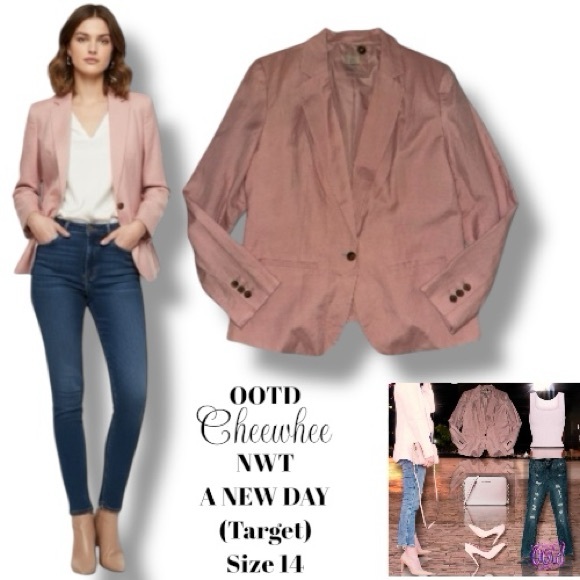 Target Jackets & Blazers - A New Day (Target) NWT Blazer Jacket Pink Linen Business Casual Chic Women’s 14
